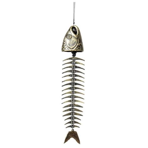Vintage Japanese Cast Iron Fishbone Wind Chimes Temple Metal Hanging Decoration Garden Balcony Wind Chimes Shop Door Bell