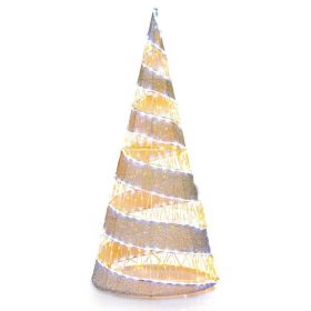 5 Feet Pre-lit Christmas Cone Tree with 300 Warm White and 250 Cold White LED Lights