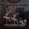 Acrylic Christmas Flying Reindeer&Sleigh 102.4"x8.3"x34.3" Warm White