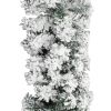Christmas Garland with LEDs&Flocked Snow Green 32.8' PVC