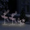 Acrylic Christmas Flying Reindeer&Sleigh 102.4"x8.3"x34.3" Warm White