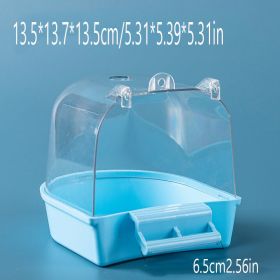 1pcs Bird Bath Box; Parrot Bath Box Bird Cage Accessory Supplies Bathing Tub Bath Parrot Bathing Tub (Color: Blue)