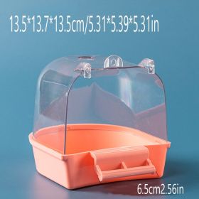 1pcs Bird Bath Box; Parrot Bath Box Bird Cage Accessory Supplies Bathing Tub Bath Parrot Bathing Tub (Color: Orange)