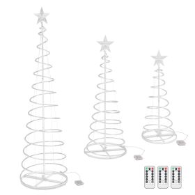 3/4/6FT Battery Lighted Spiral Christmas Trees/WARM (Color: As pic)