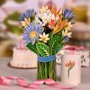 1pc; Pop Up Cards 11.4inch; Life Sized Forever Flower Bouquet 3D Popup Paper Flower Easter Mother's Day Greeting Cards With Note Card And Envelope