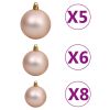 Christmas Garland with LEDs&Ball Set Green 16.4' PVC