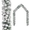 Christmas Garland with LEDs&Ball Set Green 16.4' PVC